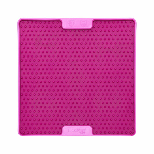 Pink LickiMat® Tuff Pro Soother™ – Slow Feeder Lick Mat for Dogs (front) on a white background