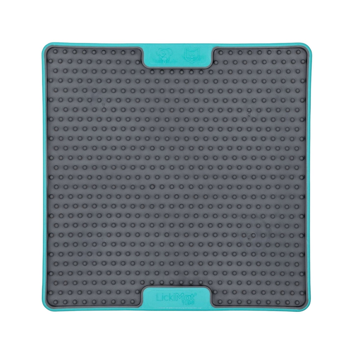 Turquoise LickiMat® Tuff Soother™ – Durable Slow Feeder Lick Mat for Dogs (front) on a white background