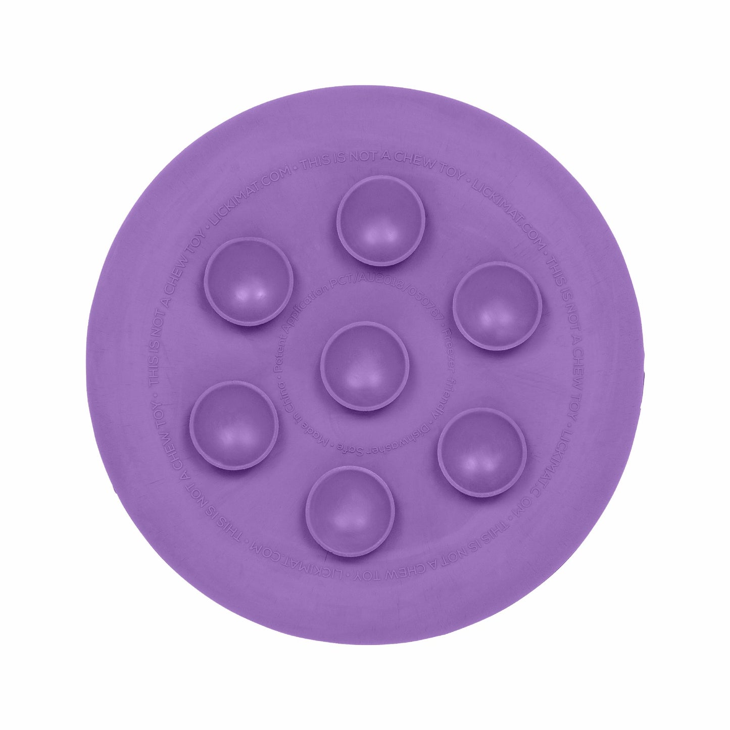 Purple LickiMat® UFO™ – Suction Slow Feeder Dog Bowl (rear) on a white background