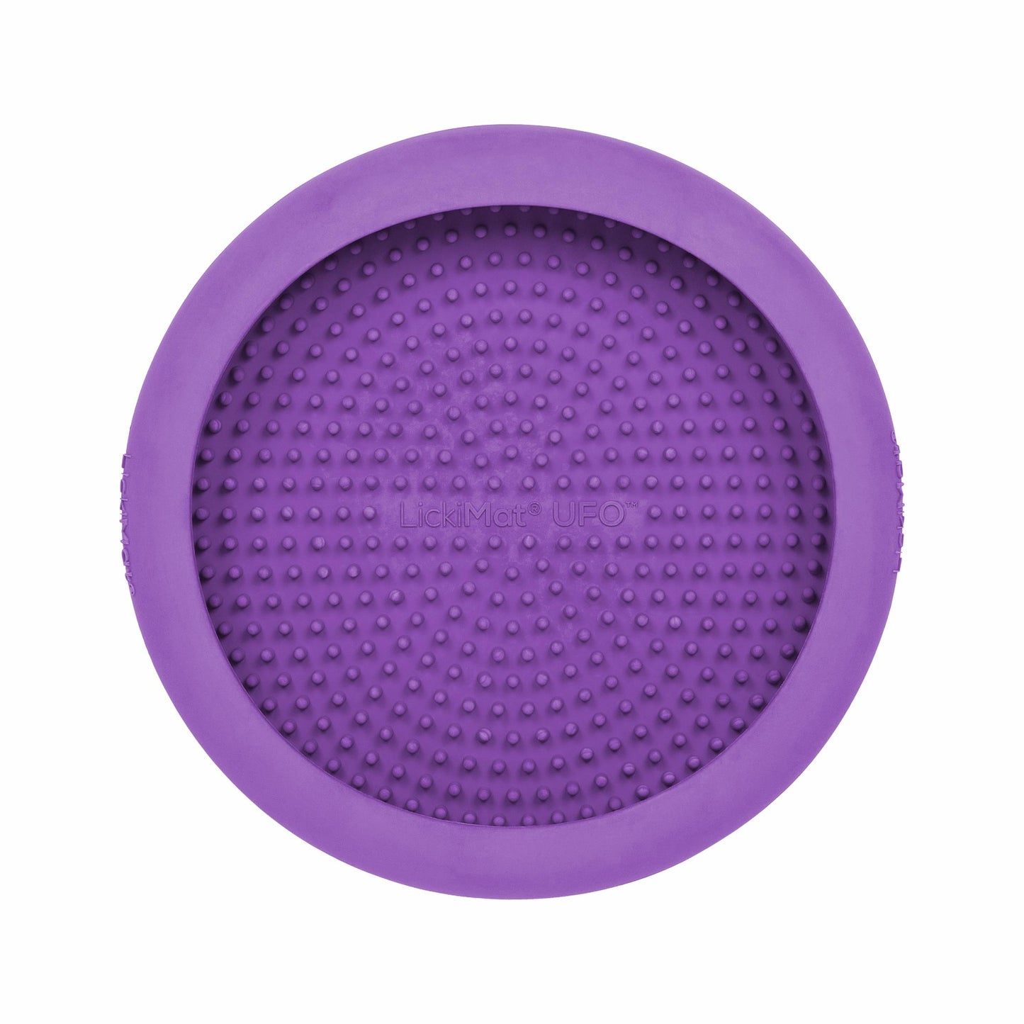 Purple LickiMat® UFO™ – Suction Slow Feeder Dog Bowl (front) on a white background