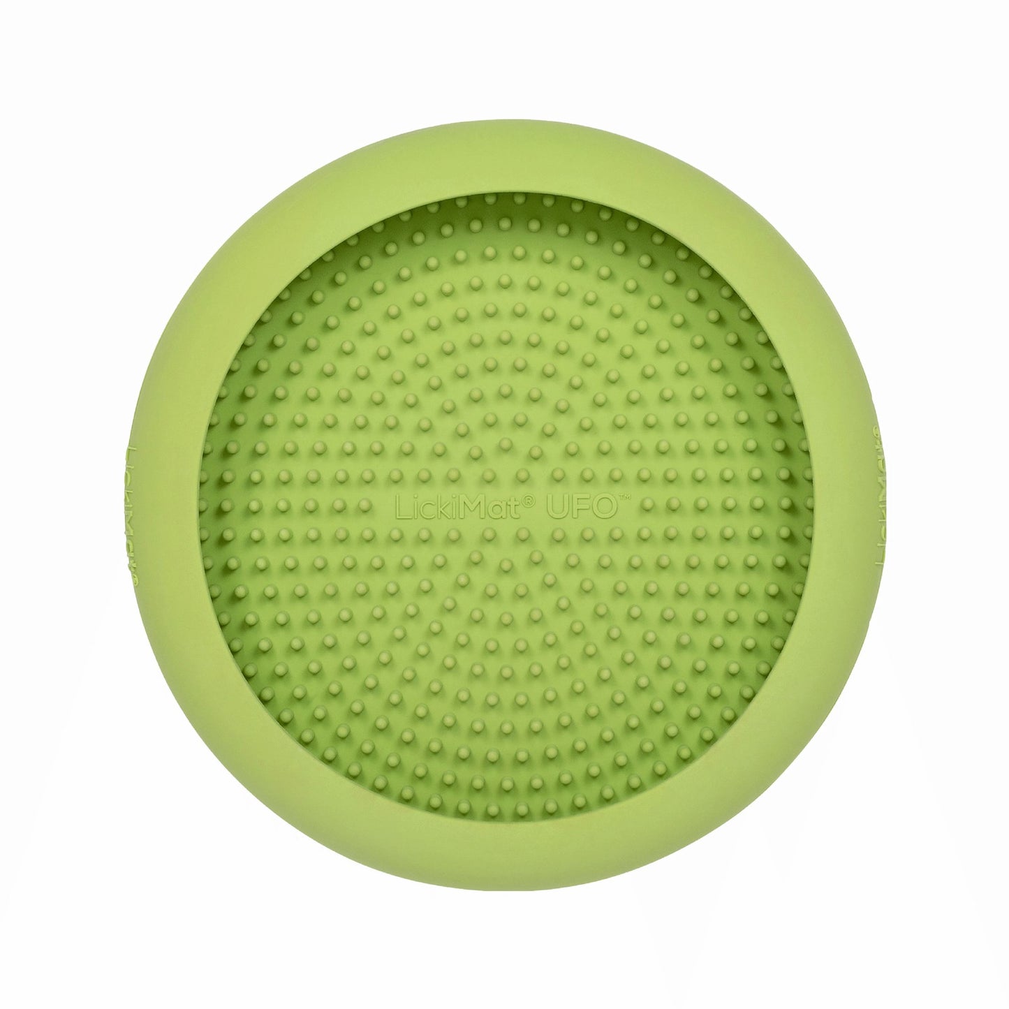 Green LickiMat® UFO™ – Suction Slow Feeder Dog Bowl (front) on a white background