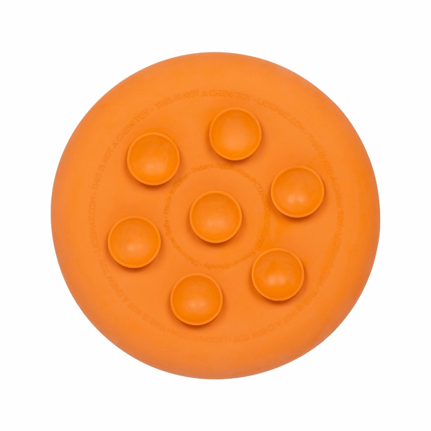 Orange LickiMat® UFO™ – Suction Slow Feeder Dog Bowl (rear) on a white background