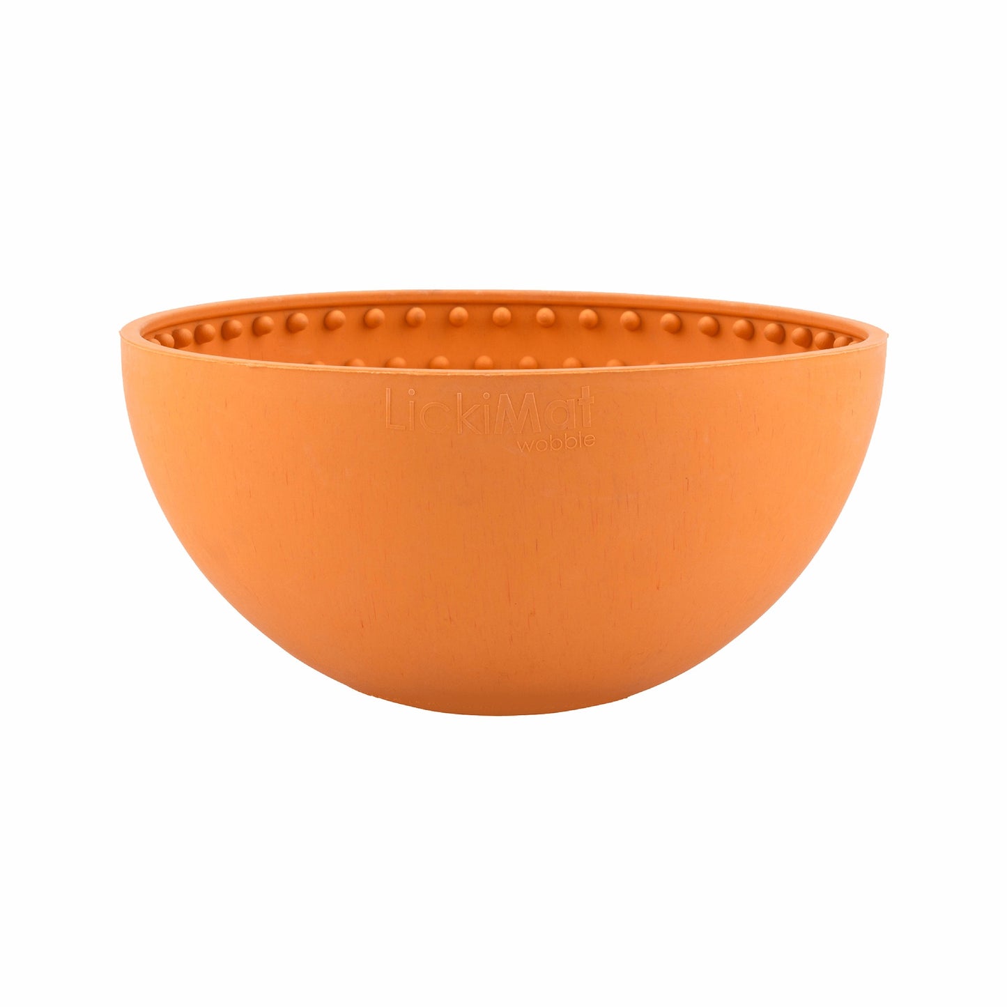 Orange LickiMat® Wobble™ – Fun, Reversible Slow Feeder Bowl for Dogs (front) on a white background