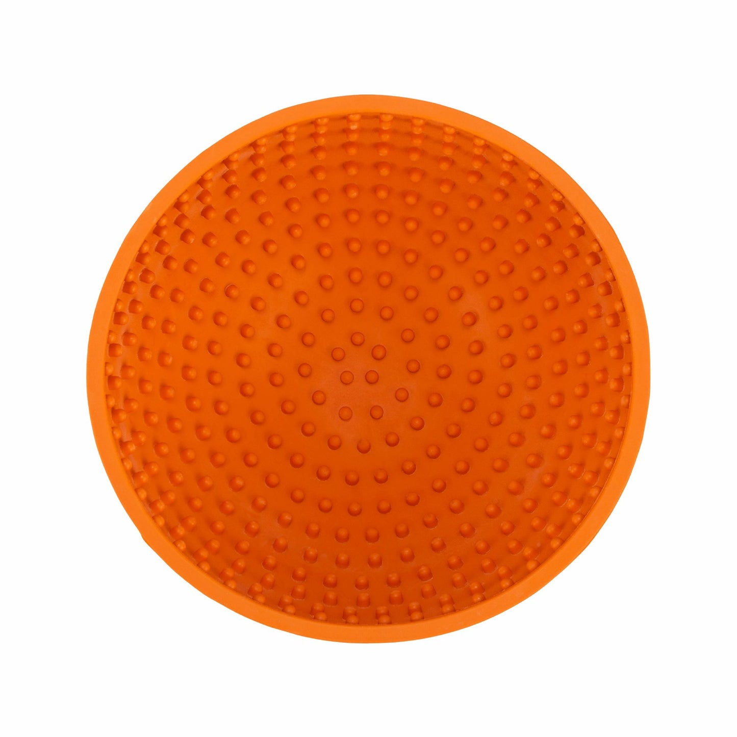 Orange LickiMat® Wobble™ – Fun, Reversible Slow Feeder Bowl for Dogs (top) on a white background