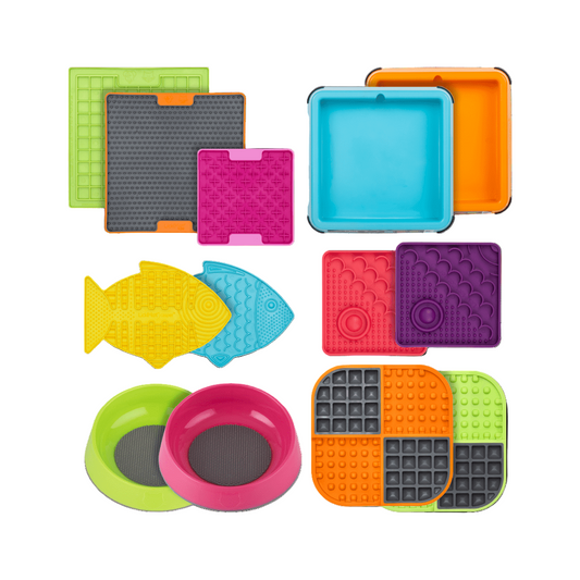 LickiMat® Mega Cat Bundle – Slow Feeder Lick Mats & Cat Bowls