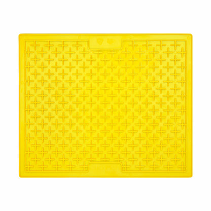 Yellow LickiMat® Classic Buddy™ XL – Slow Feeder Lick Mat for Dogs (front) on white background