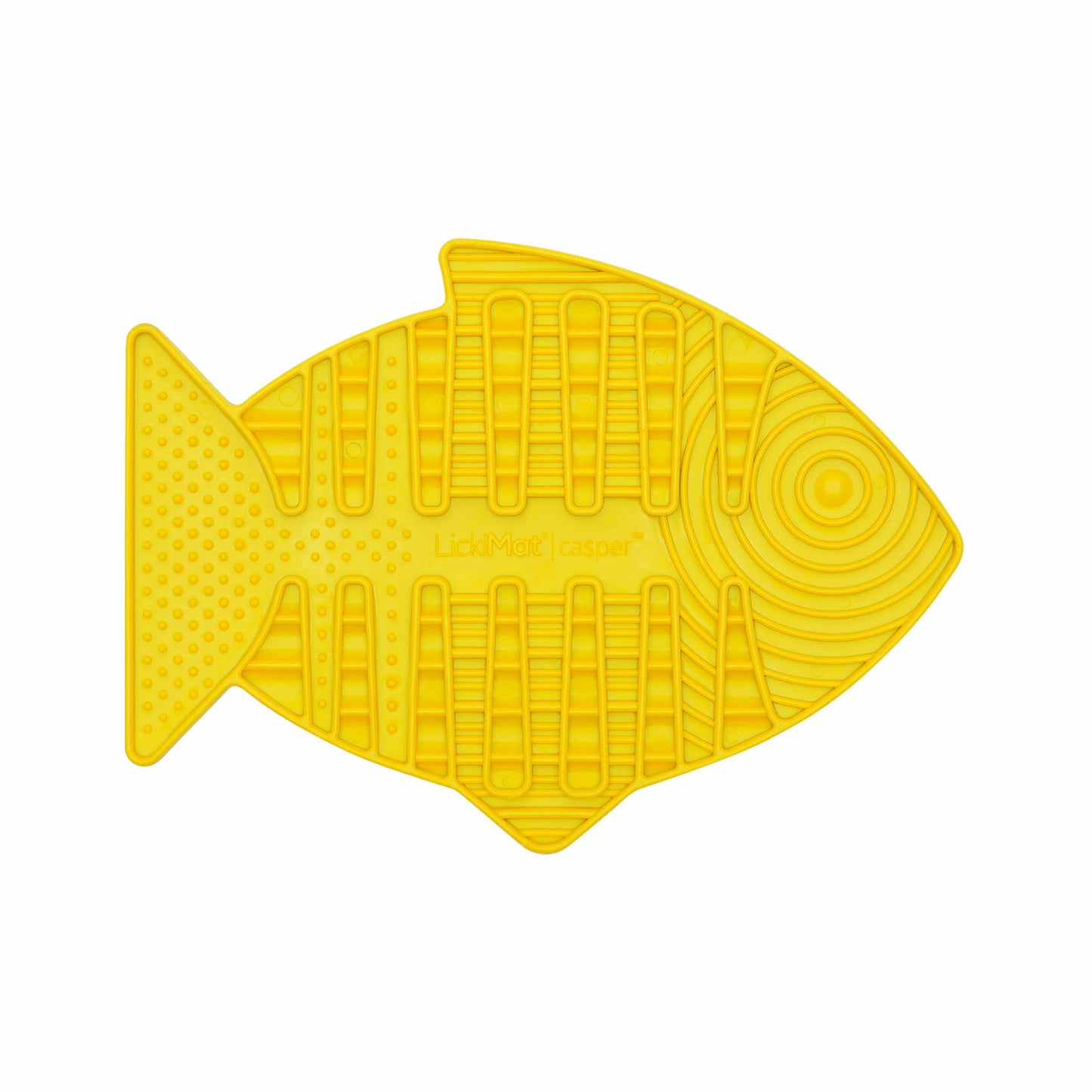 Yellow LickiMat® Casper™ – Slow Feeder Lick Mat for Cats (front) on white background 