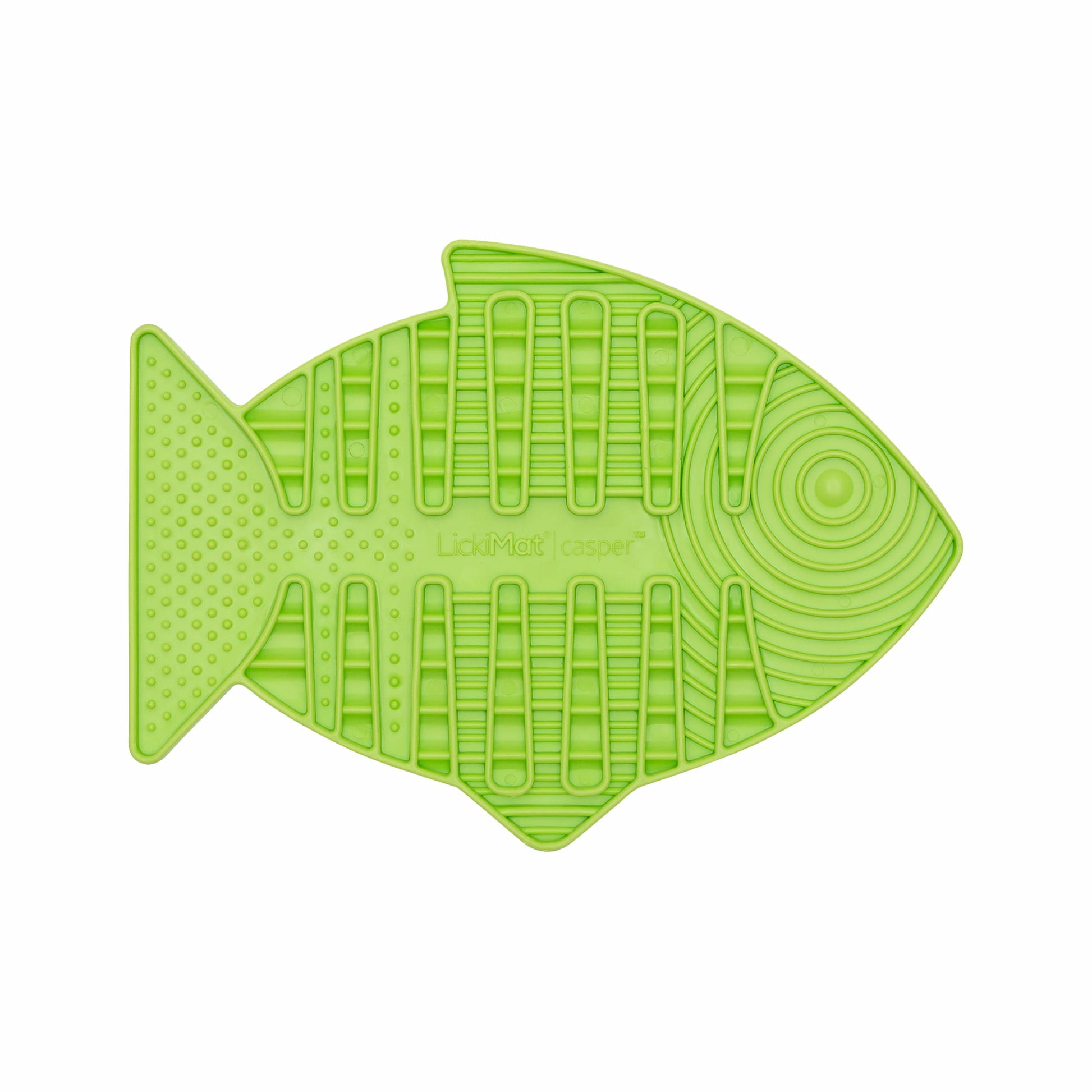 Green LickiMat® Casper™ – Slow Feeder Lick Mat for Cats (front) on white background 