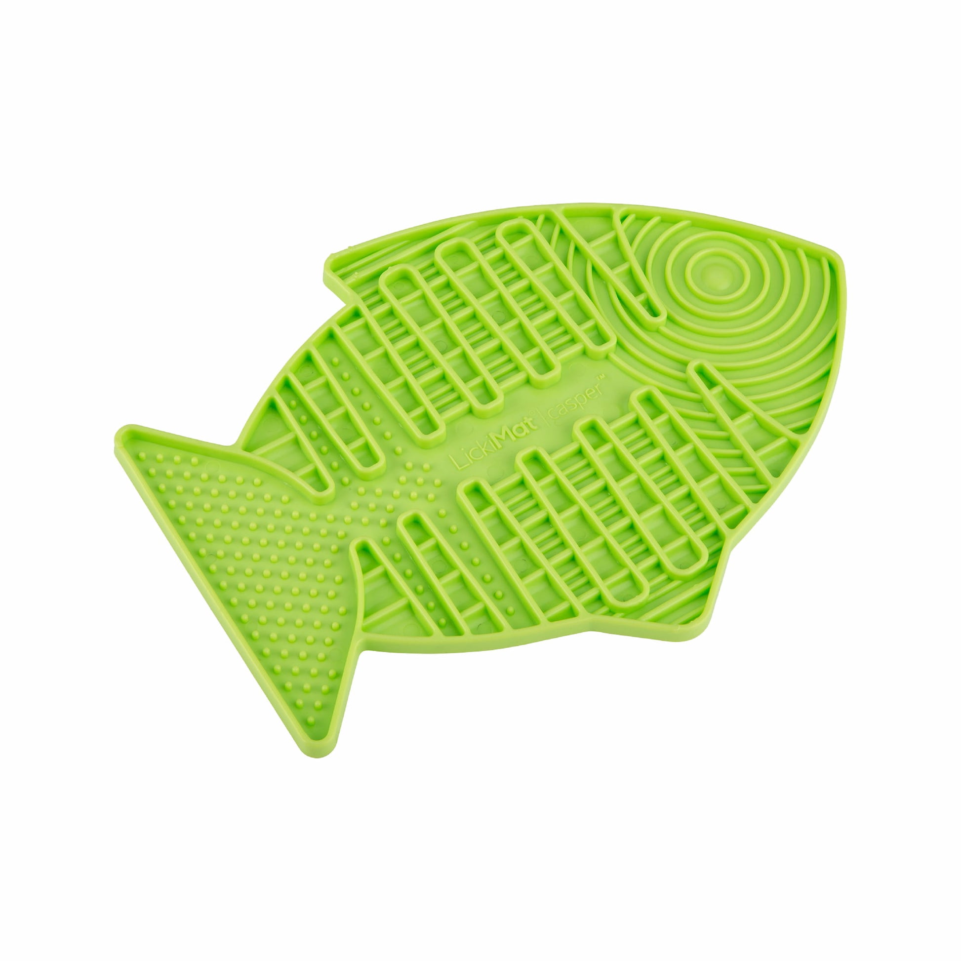 Green LickiMat® Casper™ – Slow Feeder Lick Mat for Cats on white background 