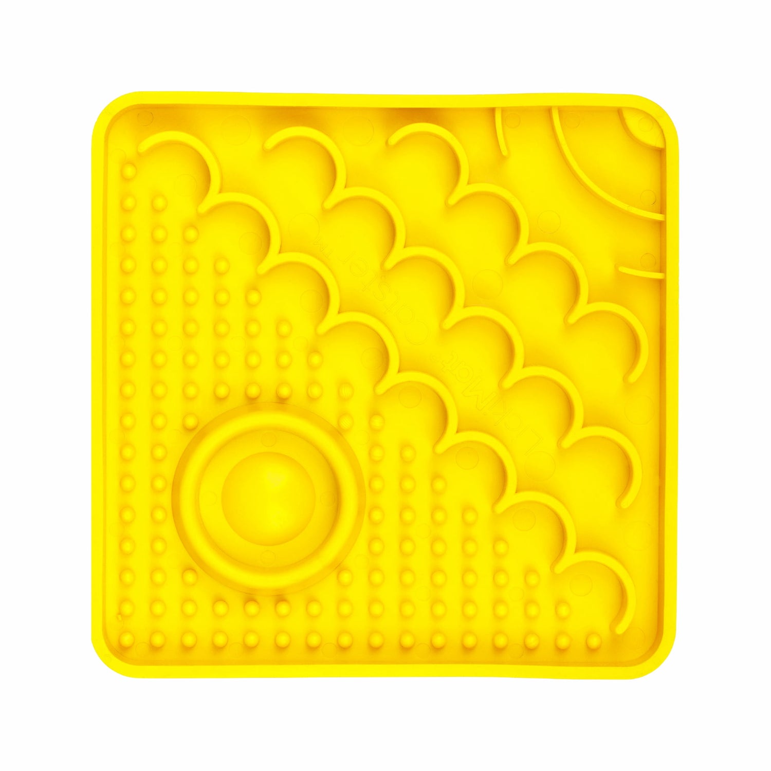 Yellow LickiMat® Catster™ – The Original Slow Feeder Lick Mat for Cats (front) on white background