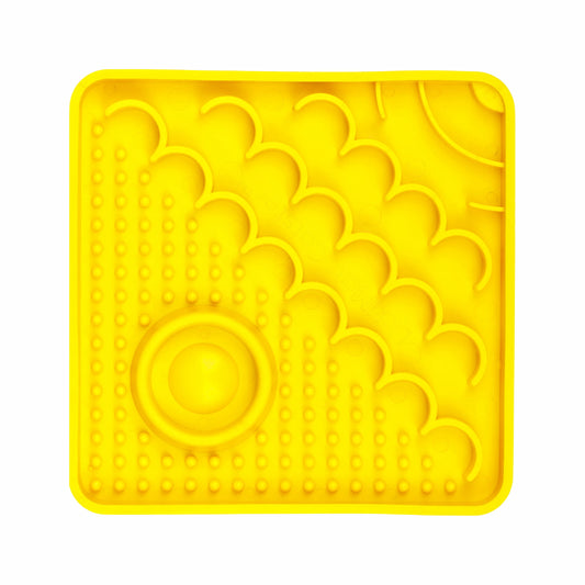 Yellow LickiMat® Catster™ – The Original Slow Feeder Lick Mat for Cats (front) on white background
