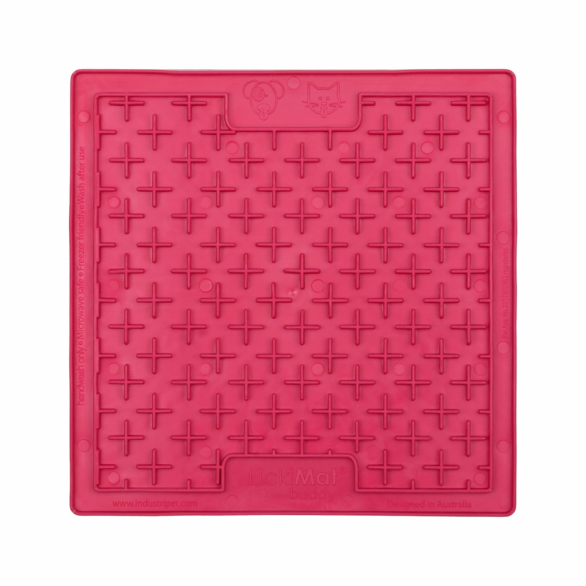 Pink LickiMat® Buddy™ for Cats – The Original Slow Feeder Lick Mat (front) on white background
