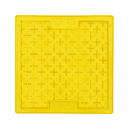 Yellow LickiMat® Classic Buddy™ – Original Slow Feeder Lick Mat for Dogs (front) on a white background