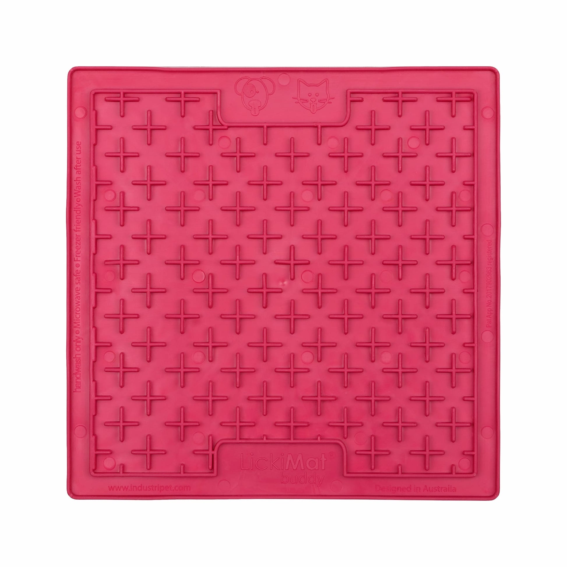 Pink LickiMat® Classic Buddy™ – Original Slow Feeder Lick Mat for Dogs (front) on a white background
