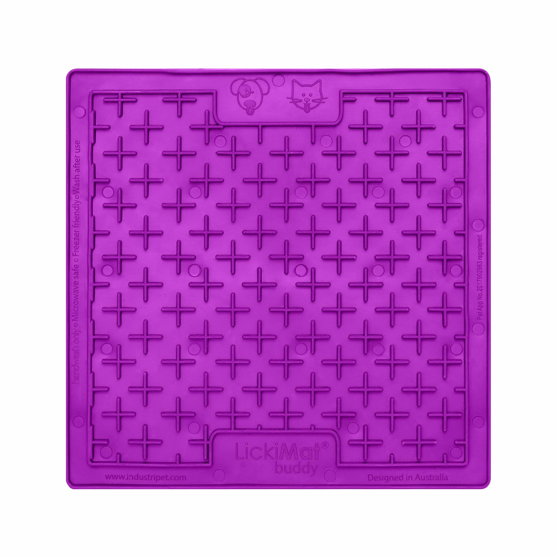 Purple LickiMat® Classic Buddy™ – Original Slow Feeder Lick Mat for Dogs (front) on a white background