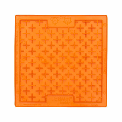 Orange LickiMat® Classic Buddy™ – Original Slow Feeder Lick Mat for Dogs (front) on a white background