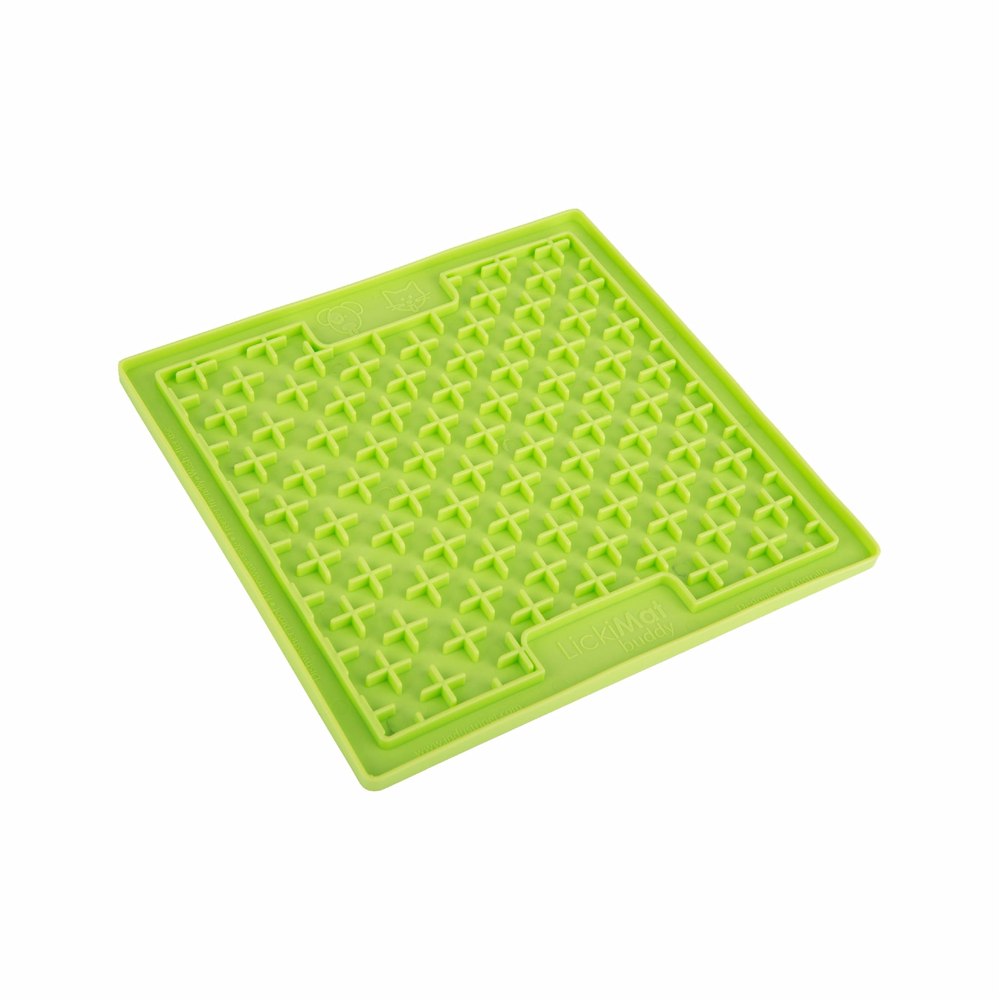 Green LickiMat® Classic Buddy™ – Original Slow Feeder Lick Mat for Dogs (side) on a white background