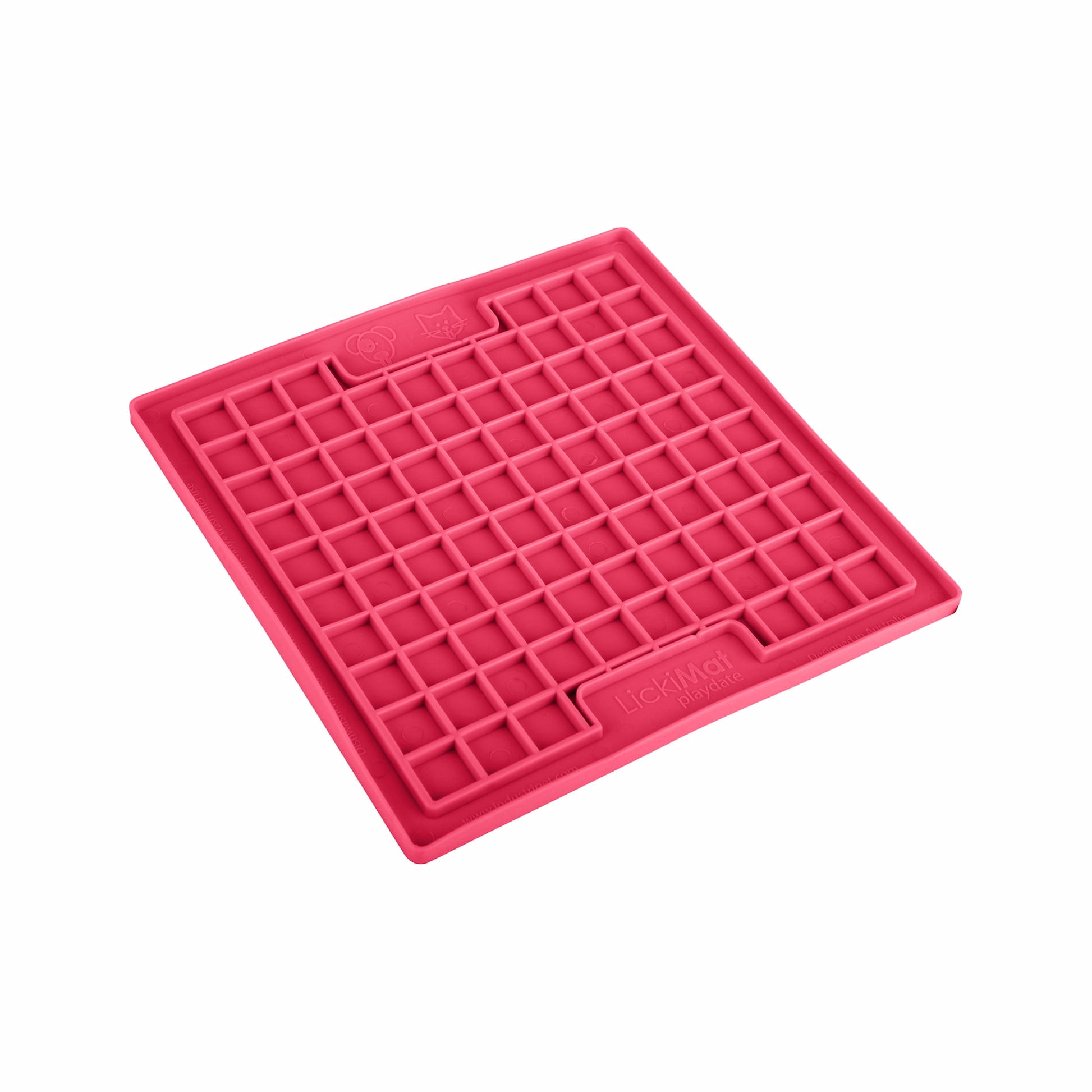 Pink LickiMat® Classic Playdate™ for Cats – The Original Slow Feeder Lick Mat on white background