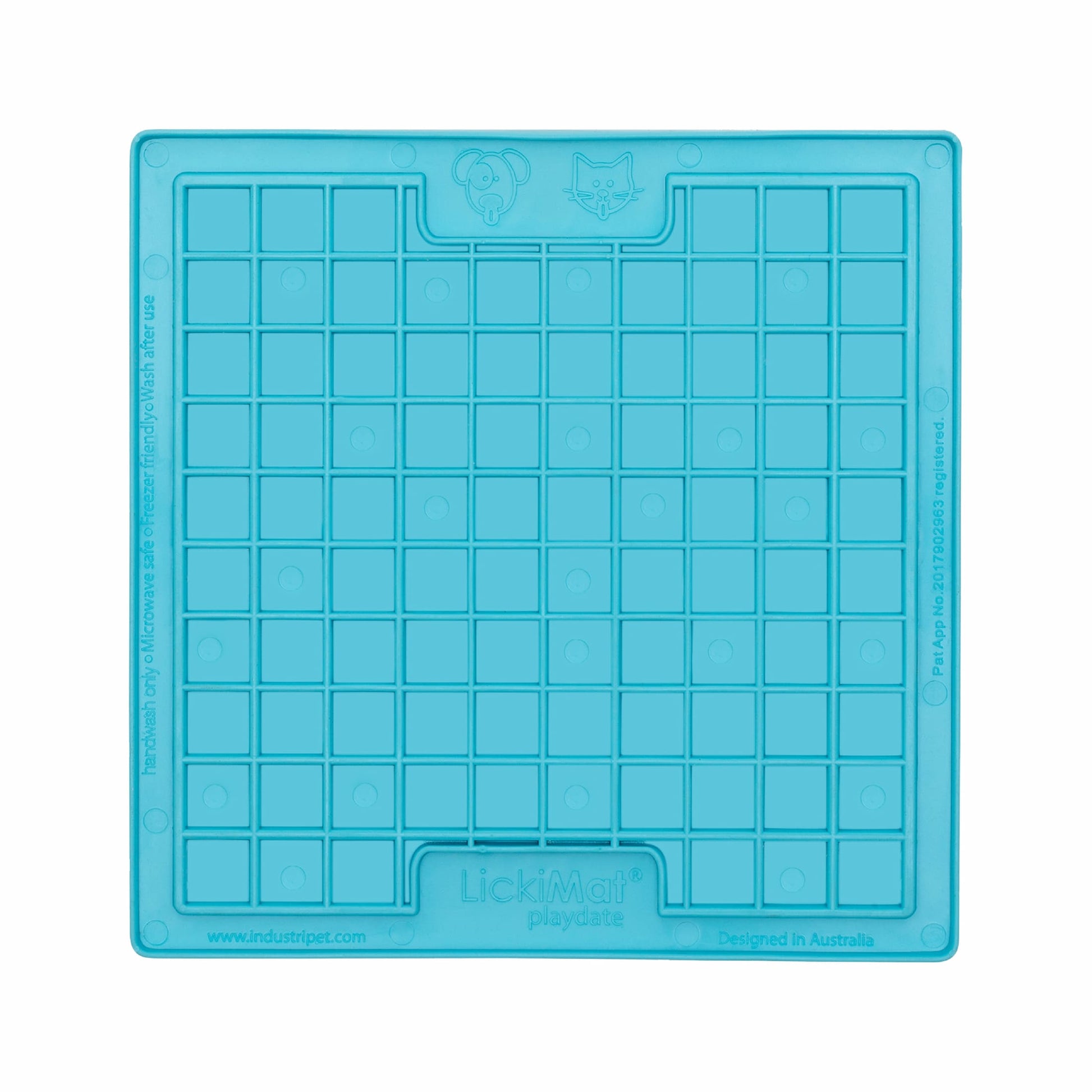 Turquoise LickiMat® Classic Playdate™ for Cats – The Original Slow Feeder Lick Mat (front) on white background