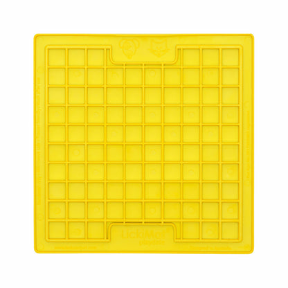 Yellow LickiMat Classic Playdate™ – Original Slow Feeder Lick Mat for Dogs (front) on white background