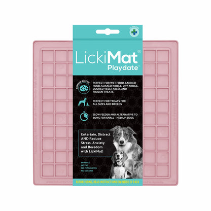 Guava LickiMat Classic Playdate™ – Original Slow Feeder Lick Mat for Dogs (label) on white background