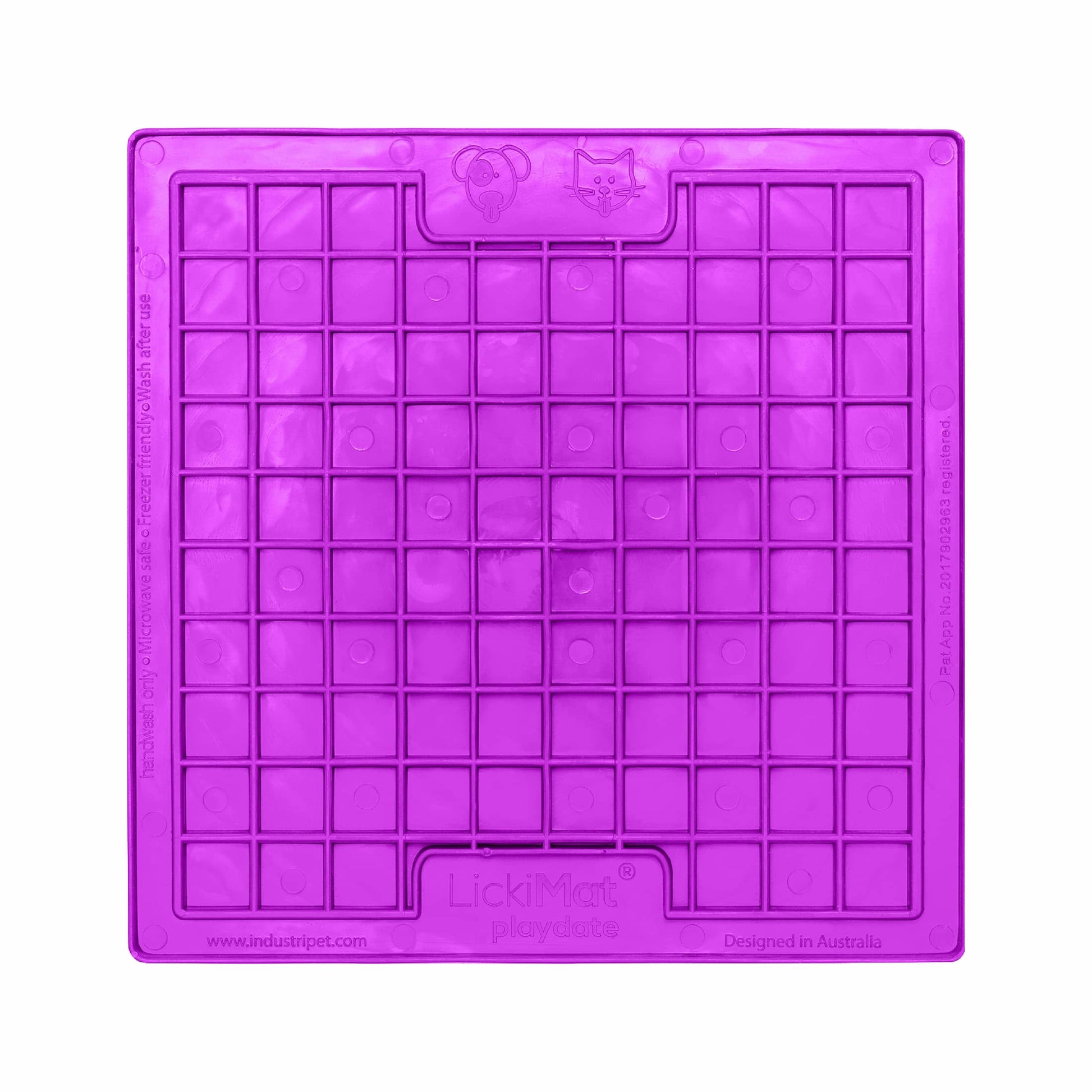 Purple LickiMat Classic Playdate™ – Original Slow Feeder Lick Mat for Dogs (front) on white background