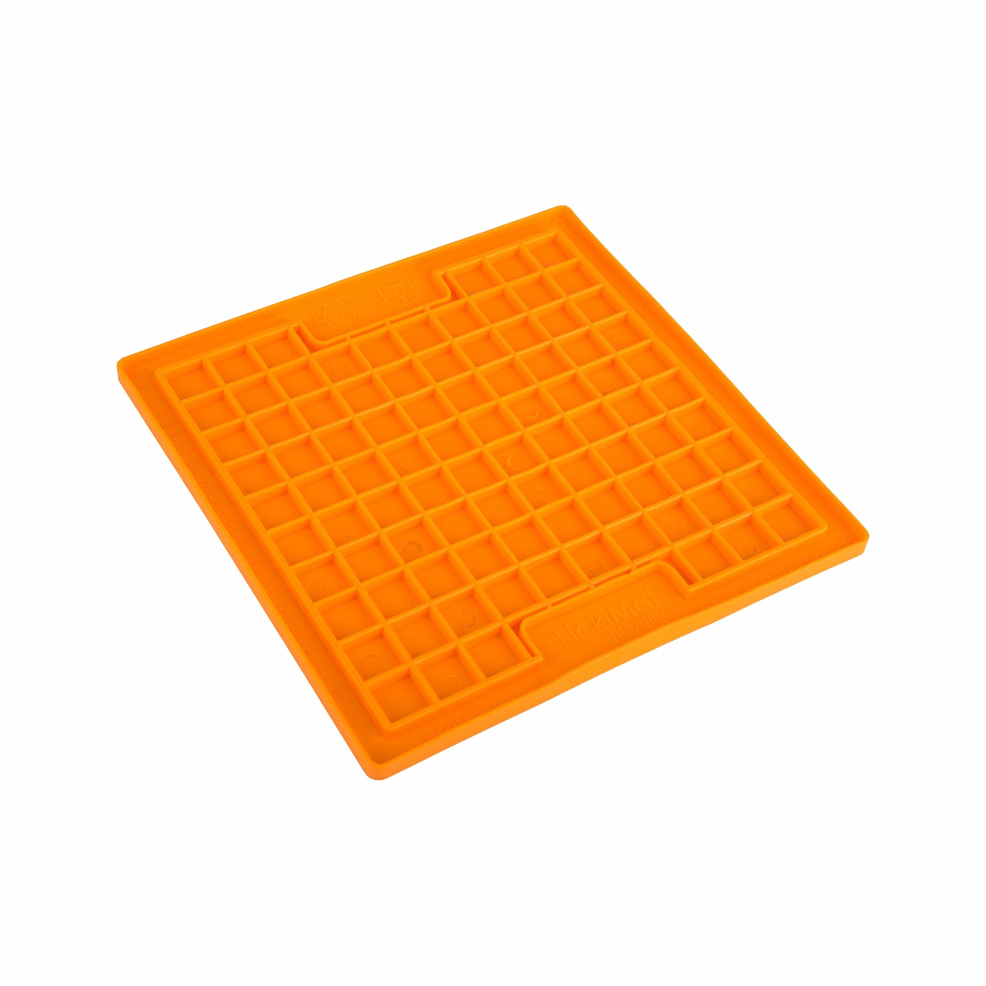 Orange LickiMat Classic Playdate™ – Original Slow Feeder Lick Mat for Dogs (side) on white background
