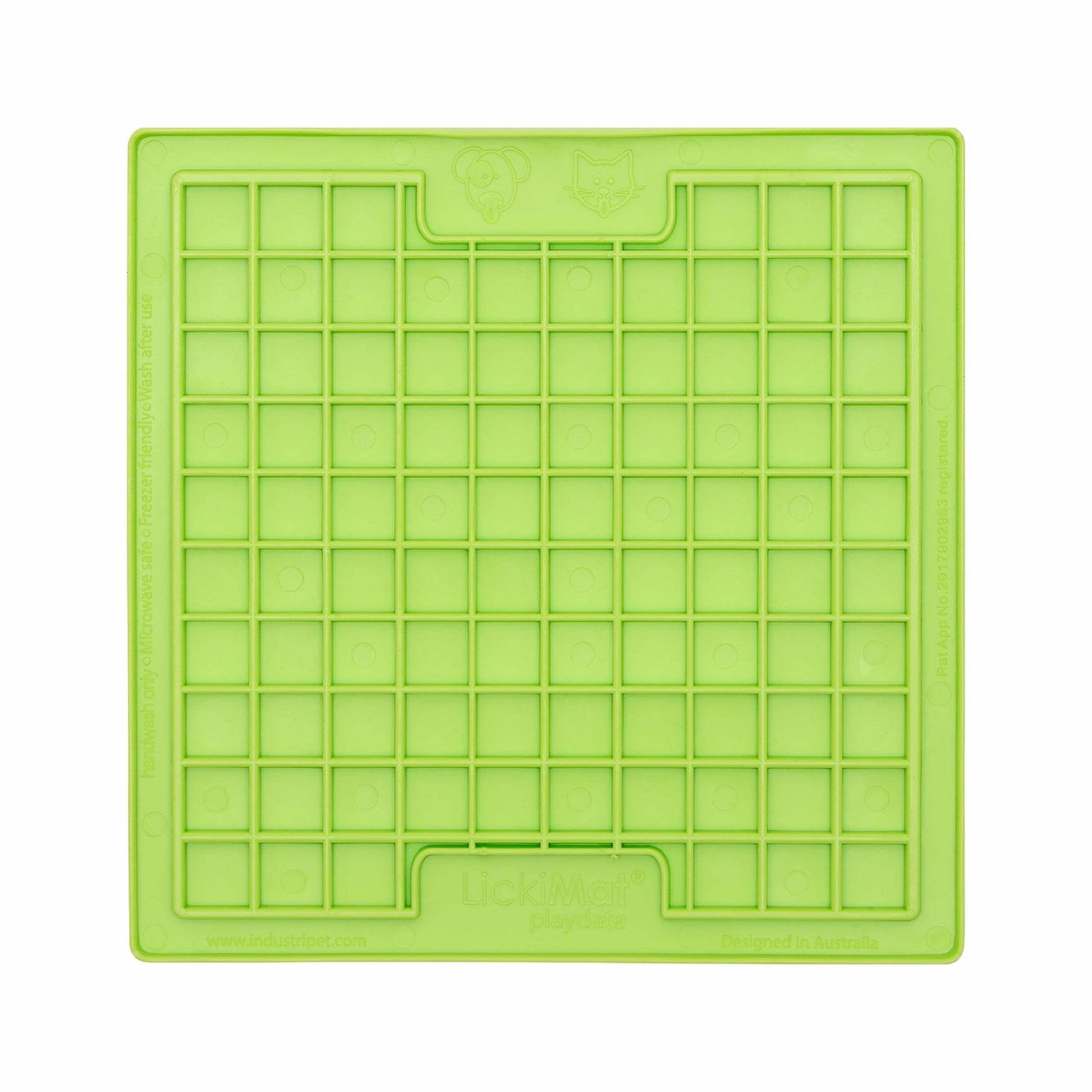 Green LickiMat Classic Playdate™ – Original Slow Feeder Lick Mat for Dogs (front) on white background
