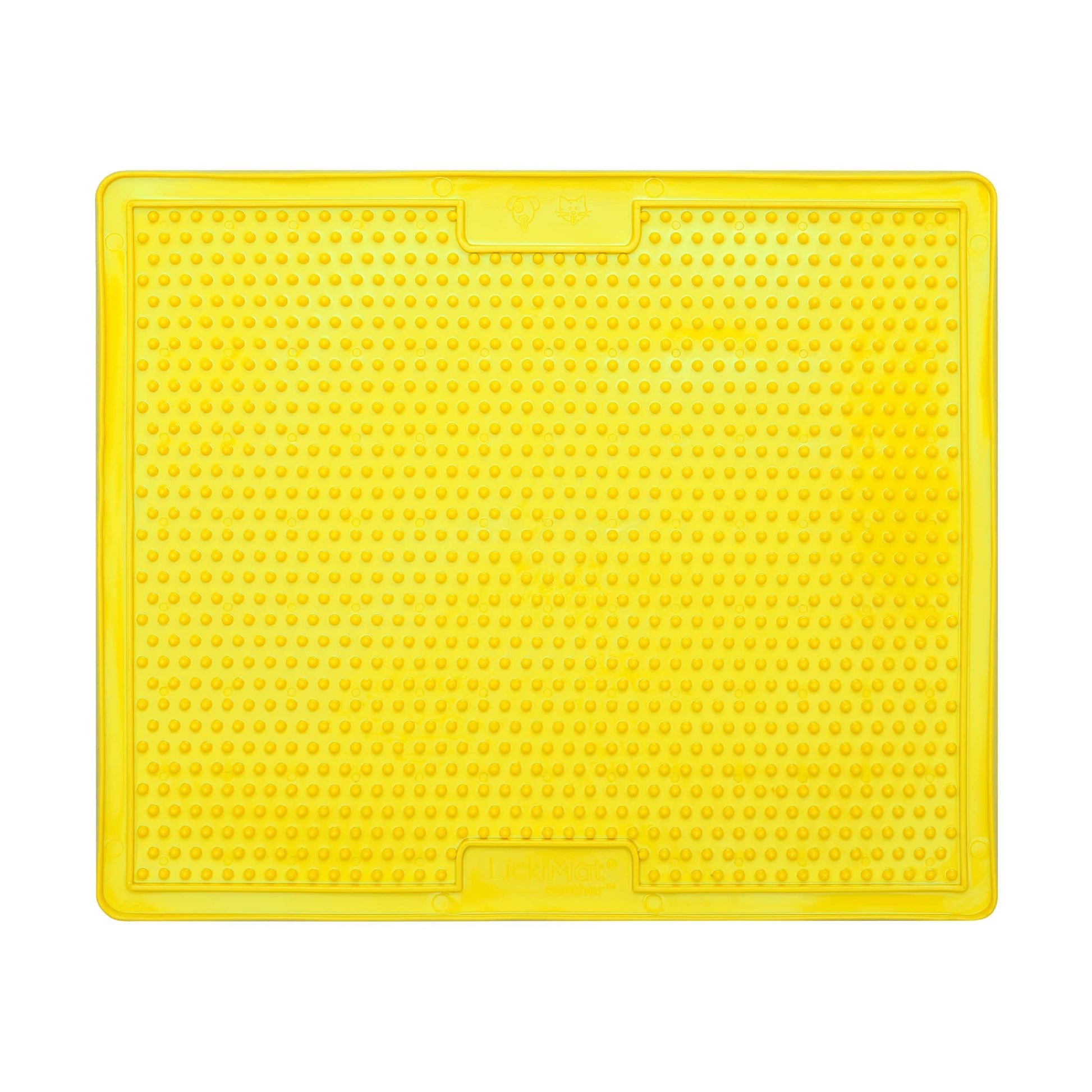 Yellow LickiMat® Classic Soother™ XL – Slow Feeder Lick Mat for Dogs (front) on a white background