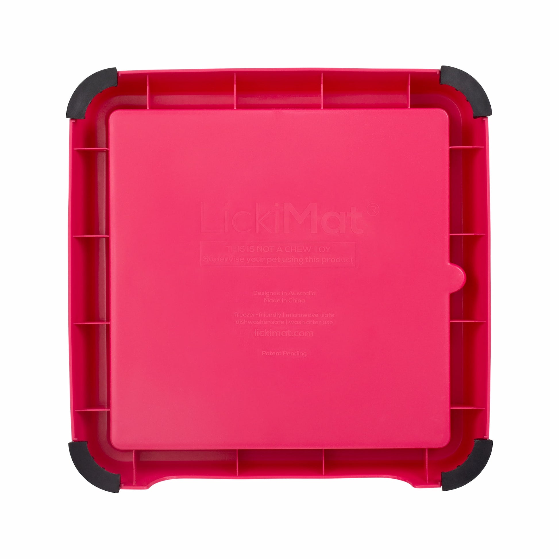 Pink LickiMat® Keeper™ – Non-Slip Holder & Dog Bowl for LickiMats® (rear) on white background
