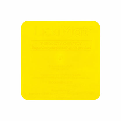 Yellow LickiMat Kitty™ – Slow Feeder Lick Mat with Hydration Well for Cats (rear) on white background