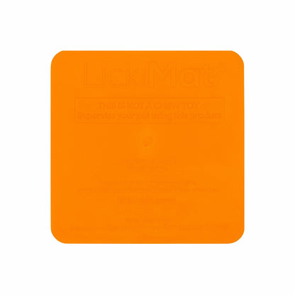 Orange LickiMat Kitty™ – Slow Feeder Lick Mat with Hydration Well for Cats (rear) on white background