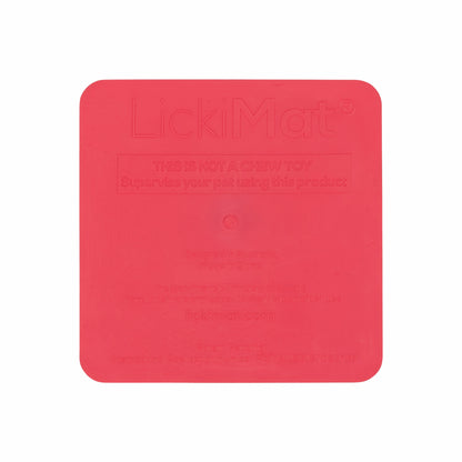 Pink LickiMat Kitty™ – Slow Feeder Lick Mat with Hydration Well for Cats (rear) on white background