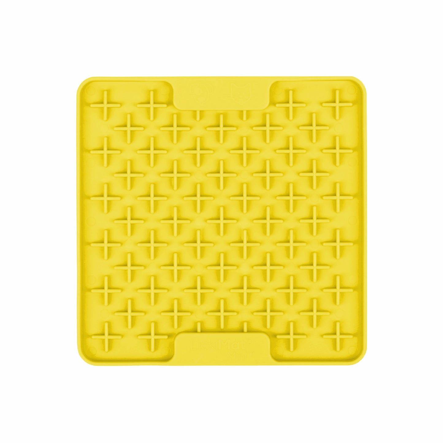 Yellow LickiMat® Mini Buddy™ – Slow Feeder Lick Mat for Cats (front) on White background