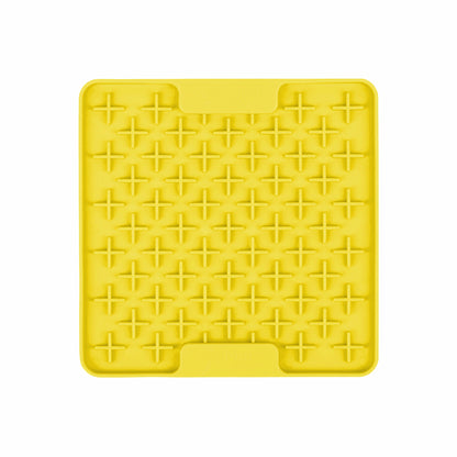 Yellow LickiMat® Mini Buddy™ – Slow Feeder Lick Mat for Cats (front) on White background