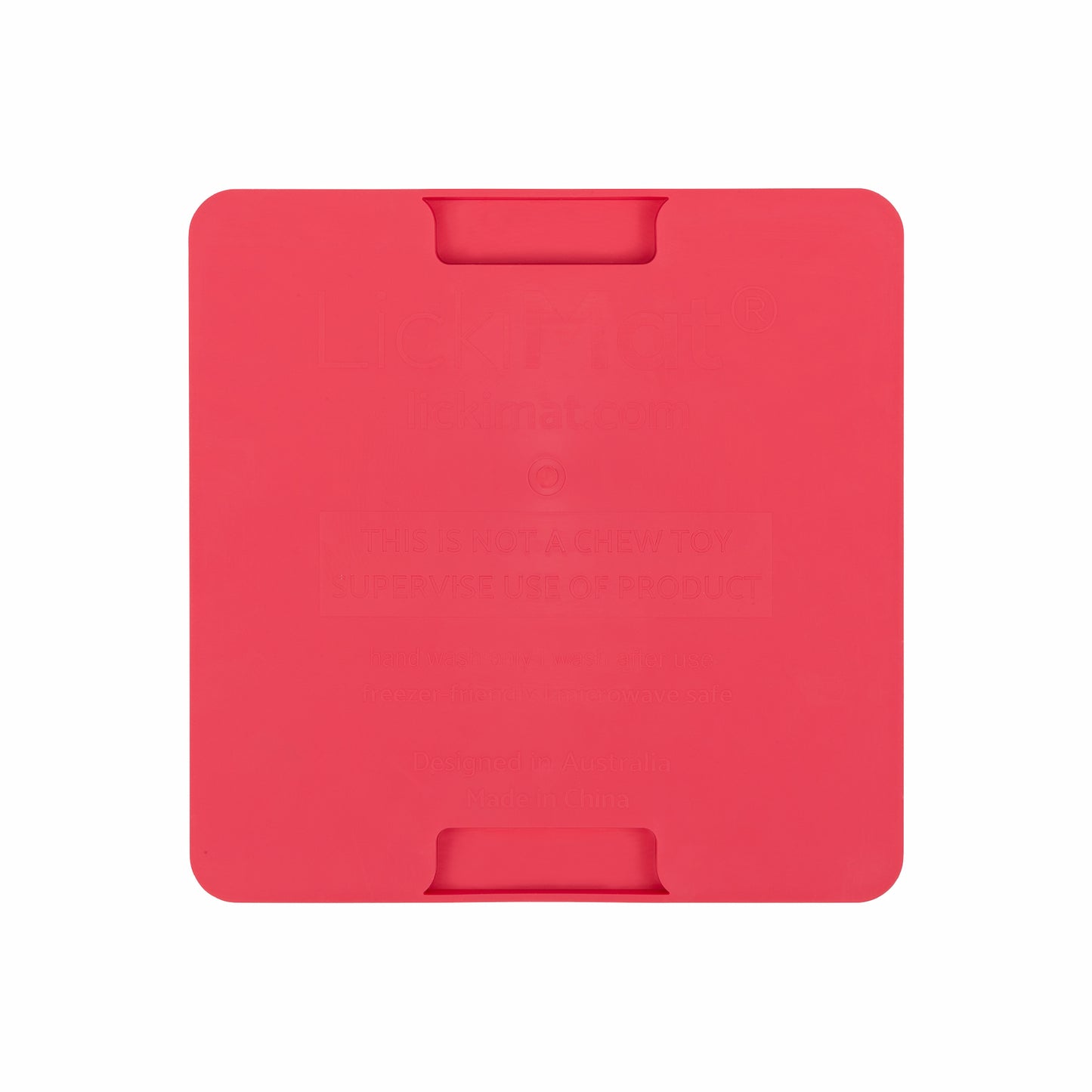 Pink LickiMat® Mini Buddy™ – Slow Feeder Lick Mat for Cats (rear) on White background