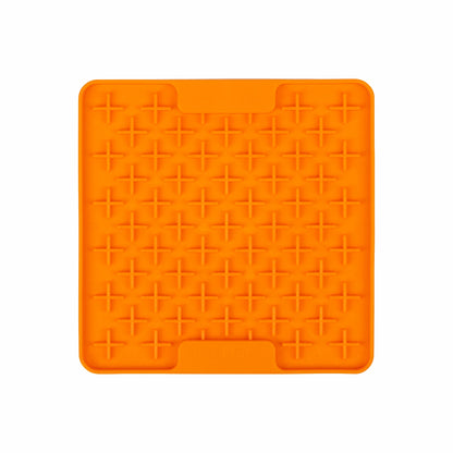 Orange LickiMat® Mini Buddy™ – Slow Feeder Lick Mat for Cats (front) on White background