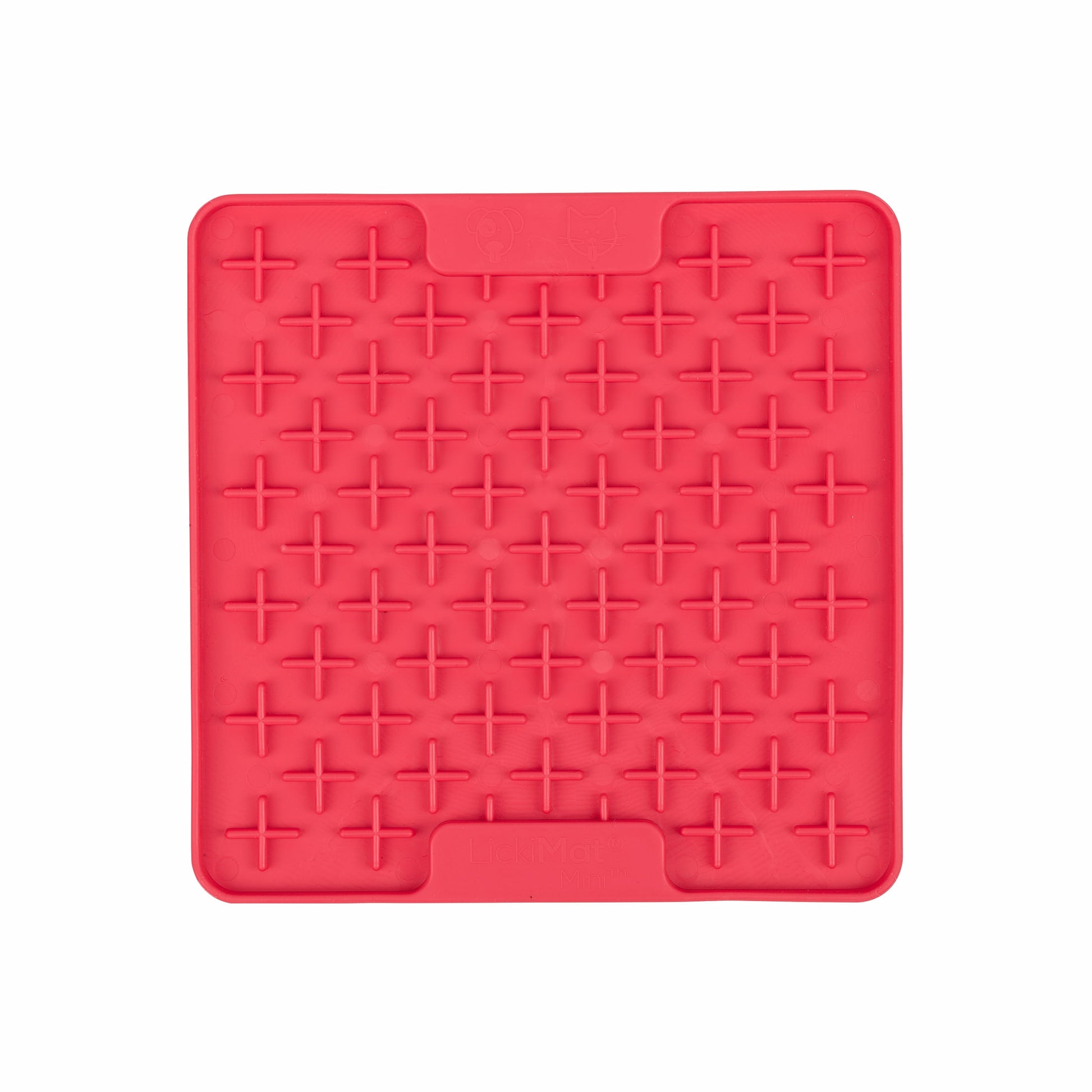 Pink LickiMat® Mini Buddy™ – Slow Feeder Lick Mat for Cats (front) on White background