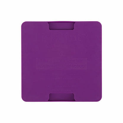 Purple LickiMat® Mini Buddy™ – Slow Feeder Lick Mat for Cats (rear) on White background