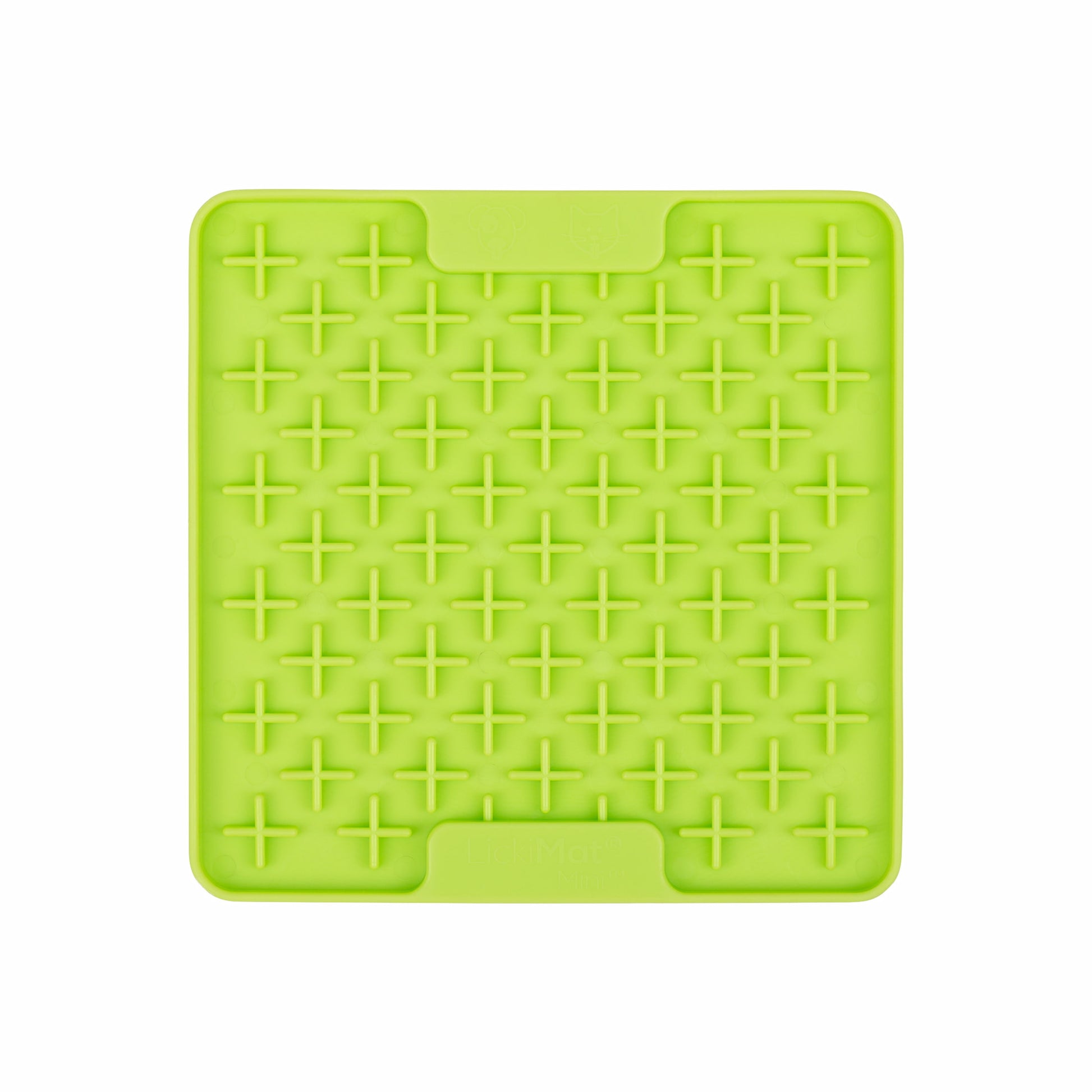 Green LickiMat® Mini Buddy™ – Slow Feeder Lick Mat for Cats (front) on White background