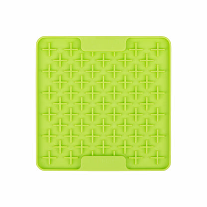 Green LickiMat® Mini Buddy™ – Slow Feeder Lick Mat for Cats (front) on White background