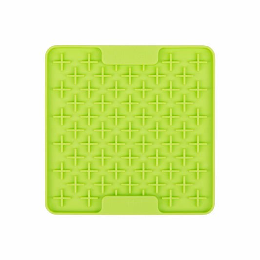 Green LickiMat® Mini Buddy™ – Slow Feeder Lick Mat for Cats (front) on White background