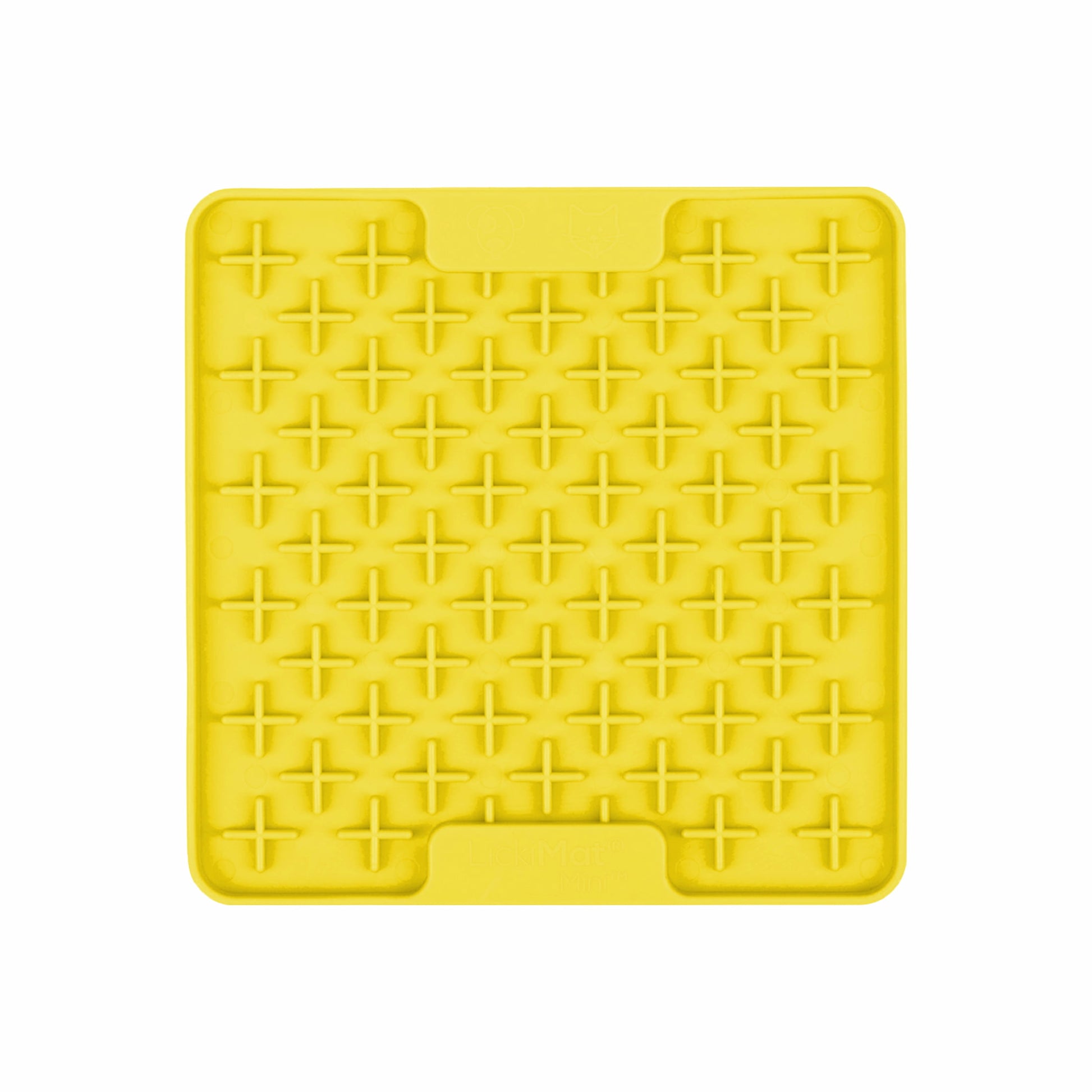 Yellow LickiMat® Mini Classic Buddy™ – Slow Feeder Lick Mat for Small Dogs (front) on white background