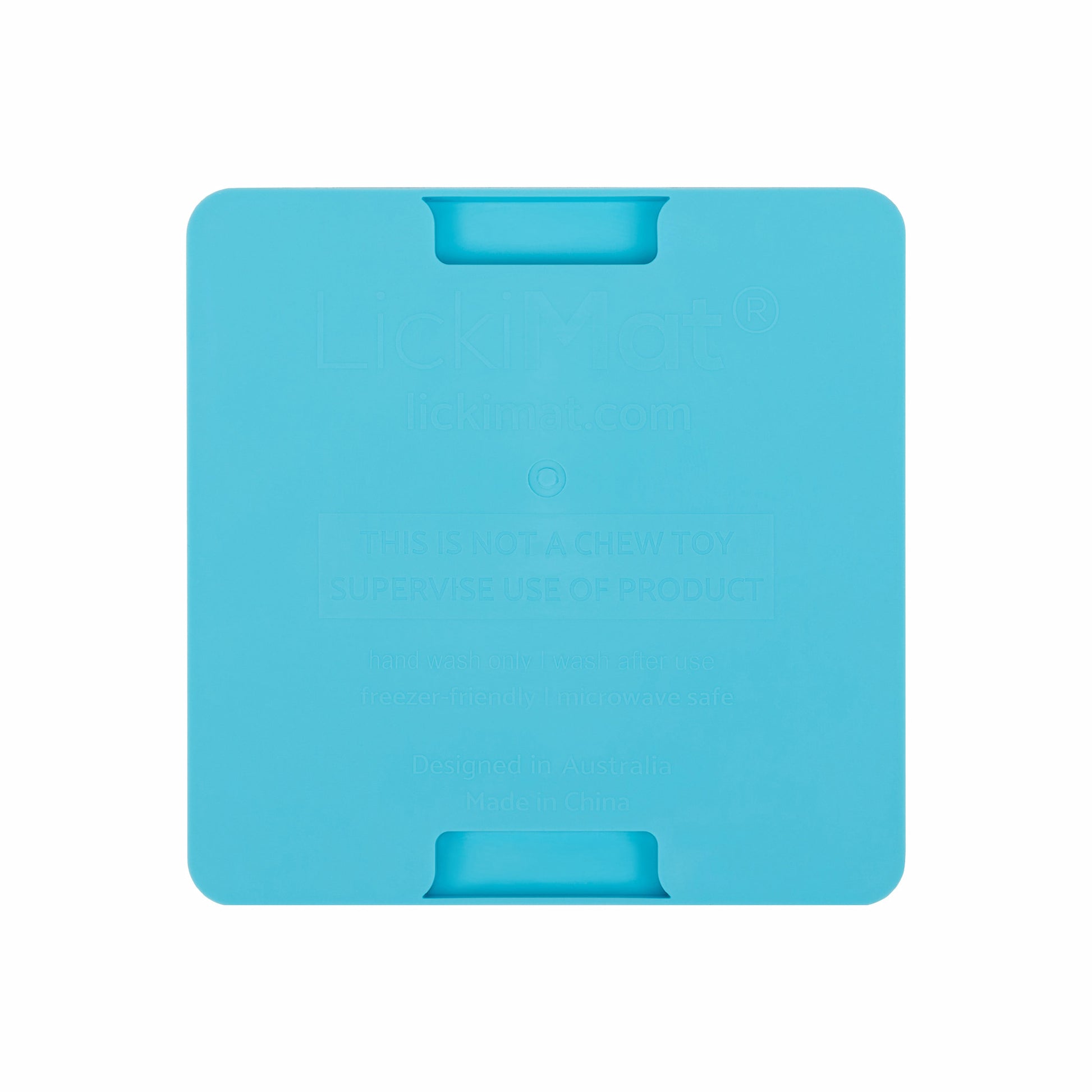Turquoise LickiMat® Mini Classic Buddy™ – Slow Feeder Lick Mat for Small Dogs (rear) on white background