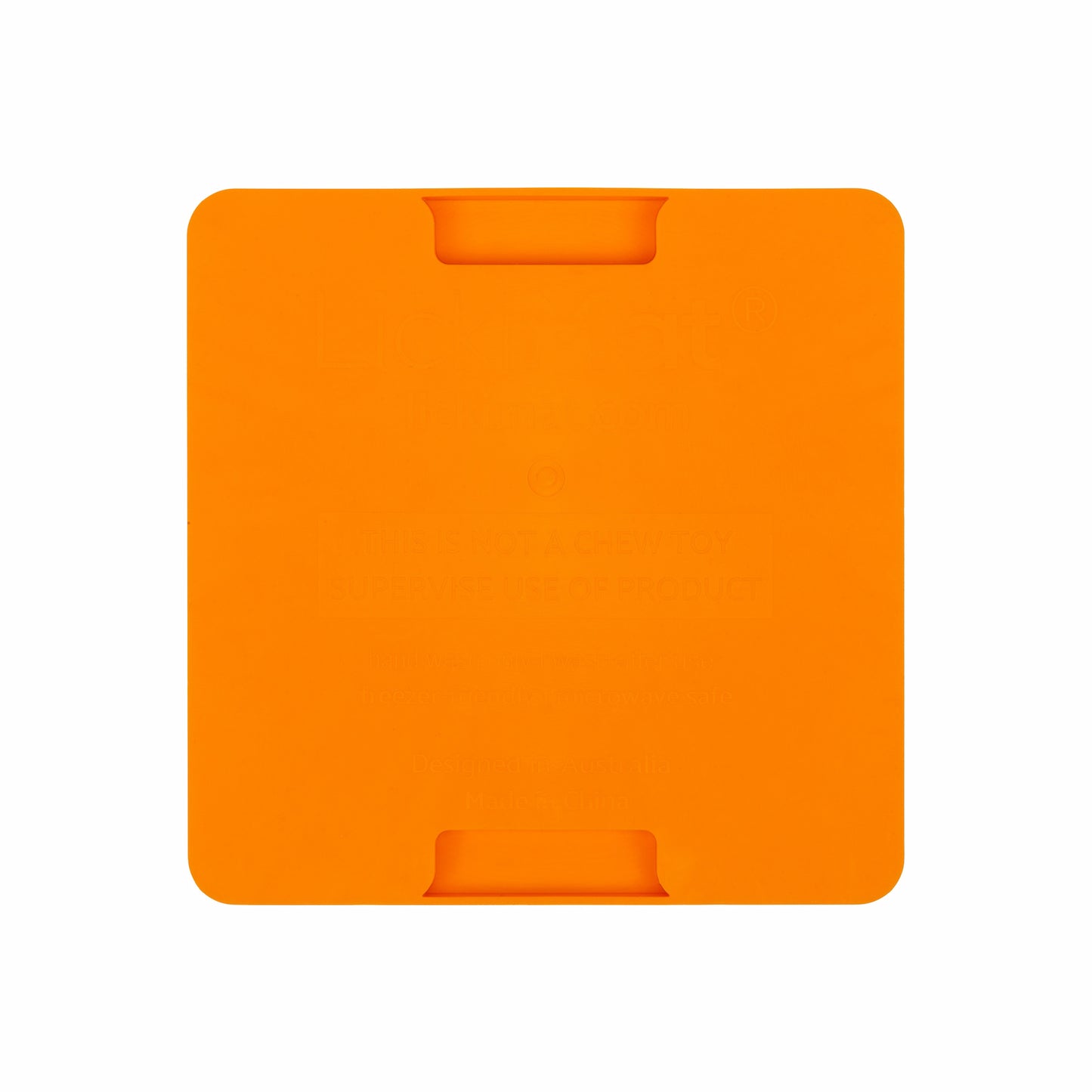 Orange LickiMat® Mini Classic Buddy™ – Slow Feeder Lick Mat for Small Dogs (rear) on white background