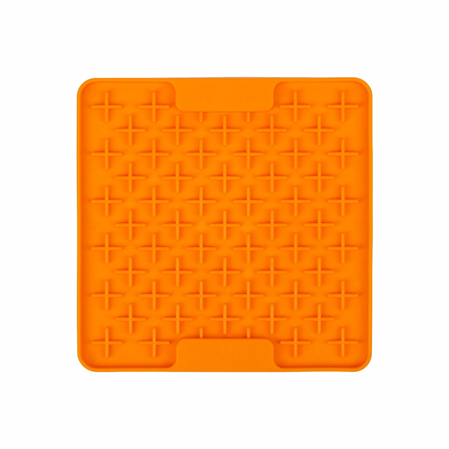 Orange LickiMat® Mini Classic Buddy™ – Slow Feeder Lick Mat for Small Dogs (front) on white background