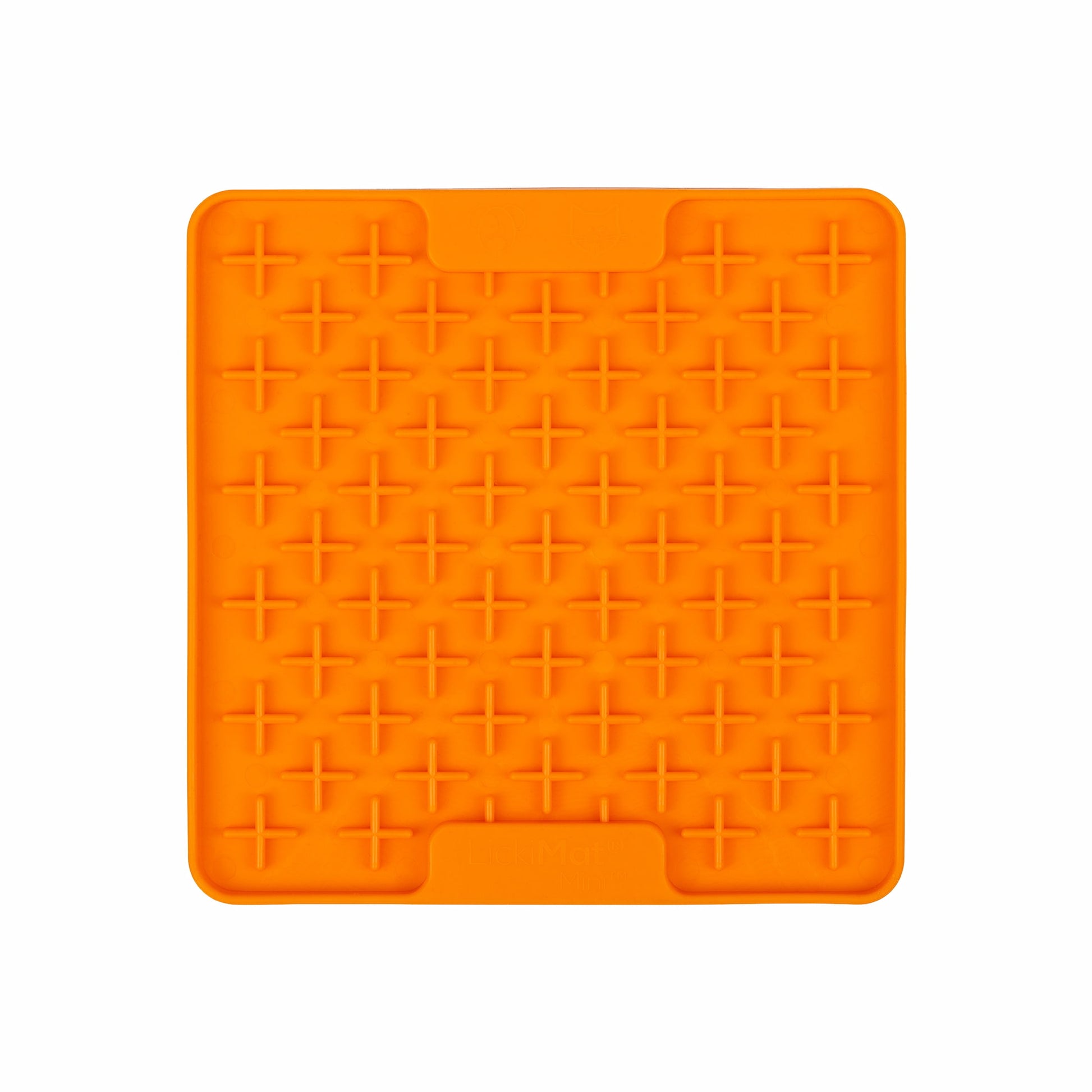 Orange LickiMat® Mini Classic Buddy™ – Slow Feeder Lick Mat for Small Dogs (front) on white background