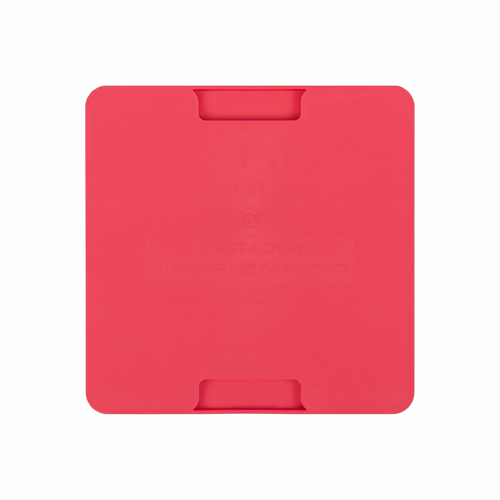 Pink LickiMat® Mini Classic Buddy™ – Slow Feeder Lick Mat for Small Dogs (rear) on white background