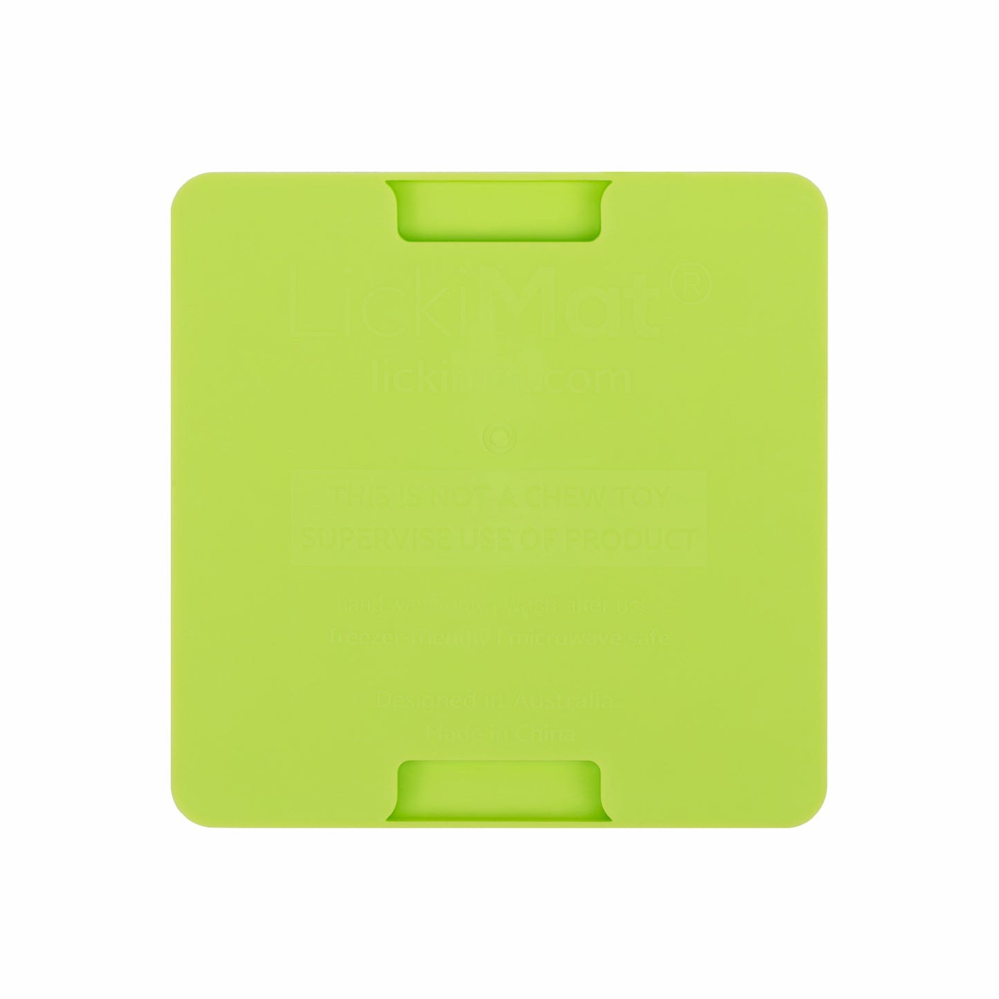 Green LickiMat® Mini Classic Buddy™ – Slow Feeder Lick Mat for Small Dogs (rear) on white background