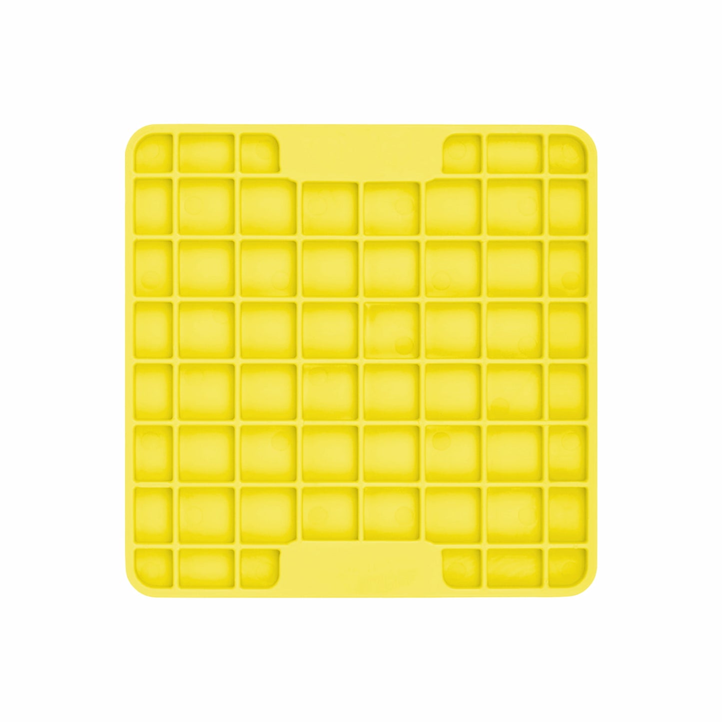 Yellow LickiMat® Mini Classic Playdate™ – Slow Feeder Lick Mat for Small Dogs (front) on white background